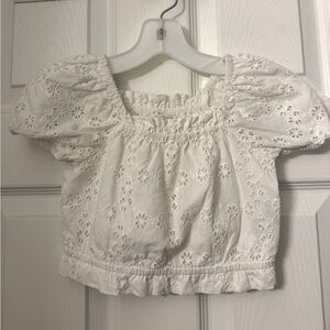 Crewcuts girl’s white eyelet cropped top